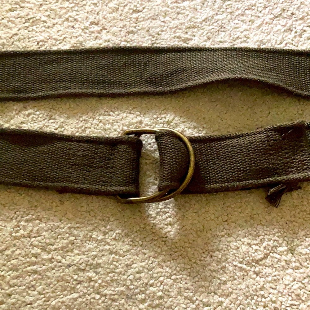 Military issued dark green/brown brass buckle belt